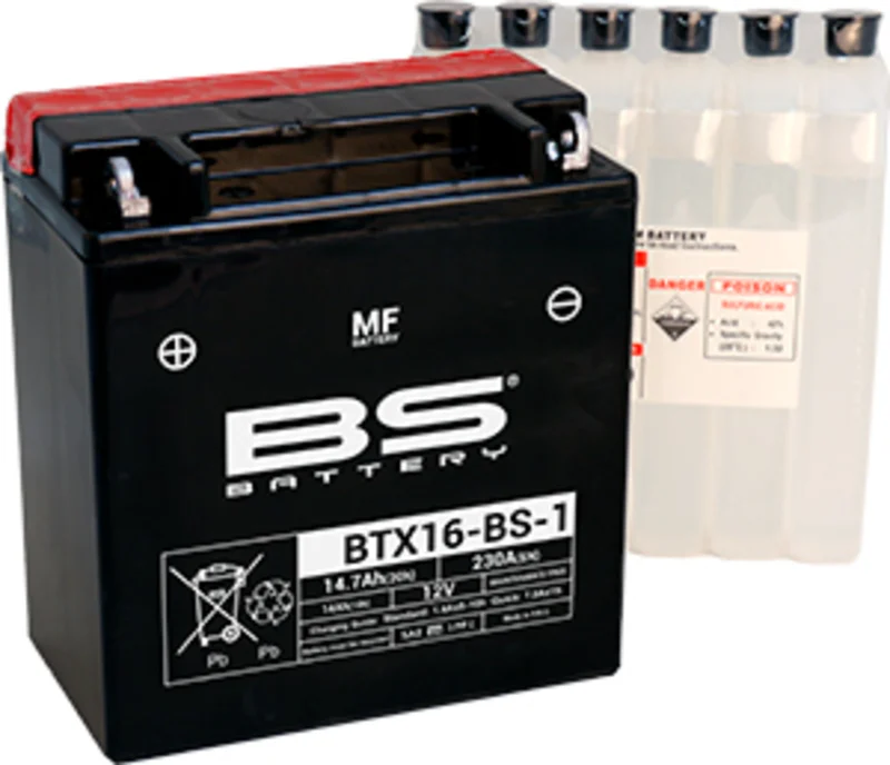 Batería BS BATTERY BTX16-BS-1 sin mantenimiento con pack de electrolito -