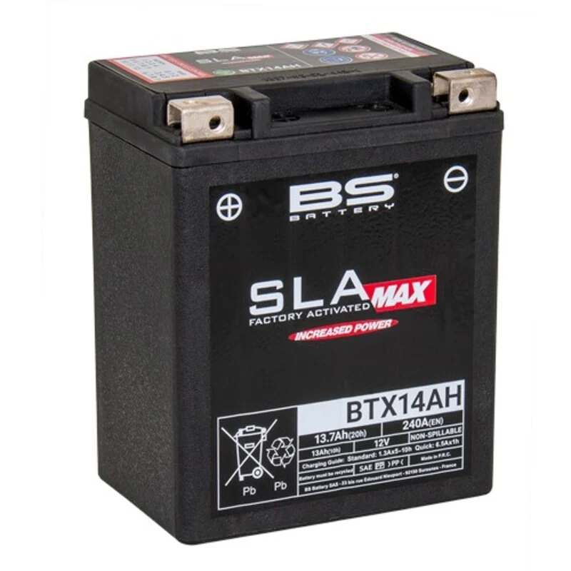 Batería BS BATTERY SLA Max activada de fábrica sin mantenimiento - BTX14AH MAX FA -