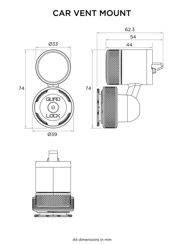 Soporte para smartphone QUAD LOCK para rejilla de ventilación del coche - Imagen 2