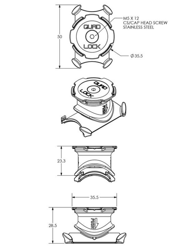 Soporte de smartphone para bicicleta potencia/manillar QUAD LOCK - Imagen 2
