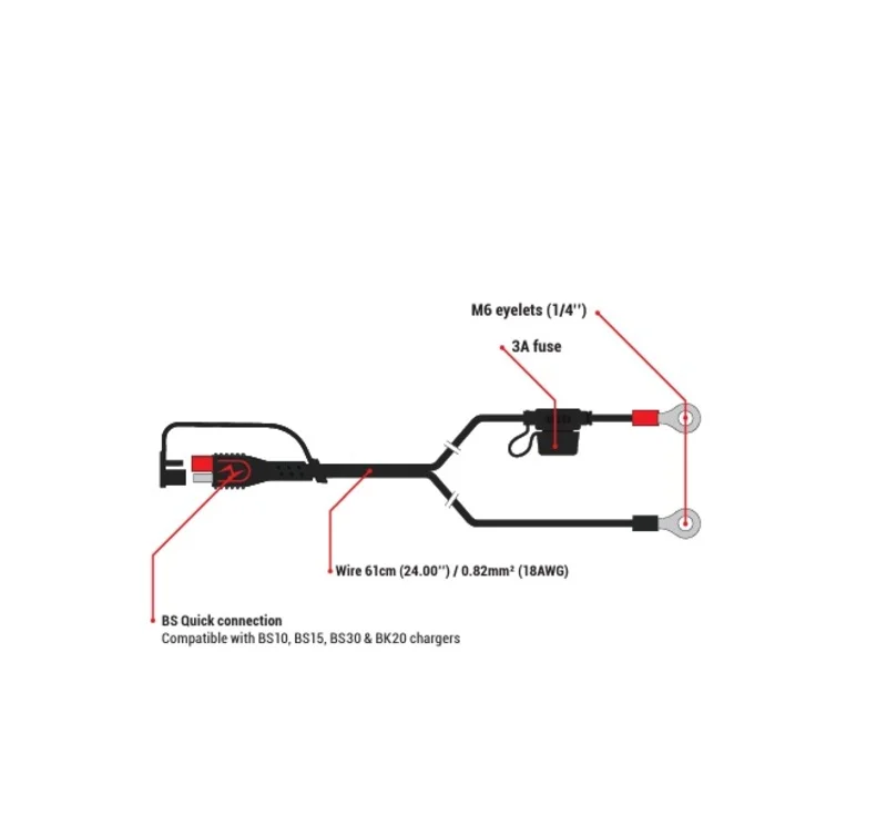 Cable de conexión permanente con fusible BS BATTERY PA-01 - Bote de 20 unidades Cable de conexión permanente con fusible BS BATTERY PA-01 - Bote de 20 unidades - Imagen 2