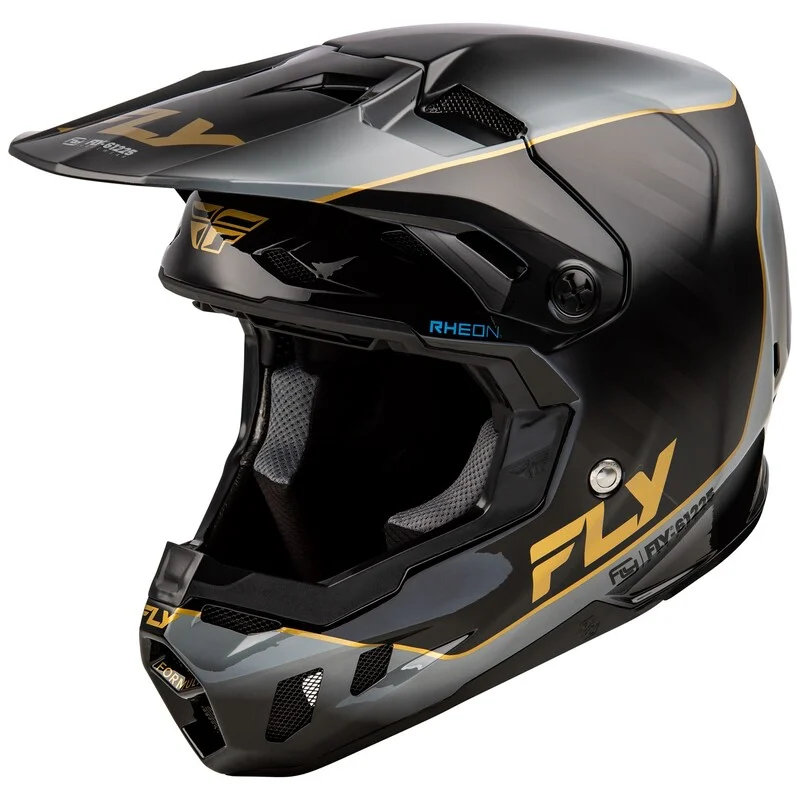 Casco FLY RACING Formula CC L.E. Underglow - Negro / Gris / Oro -