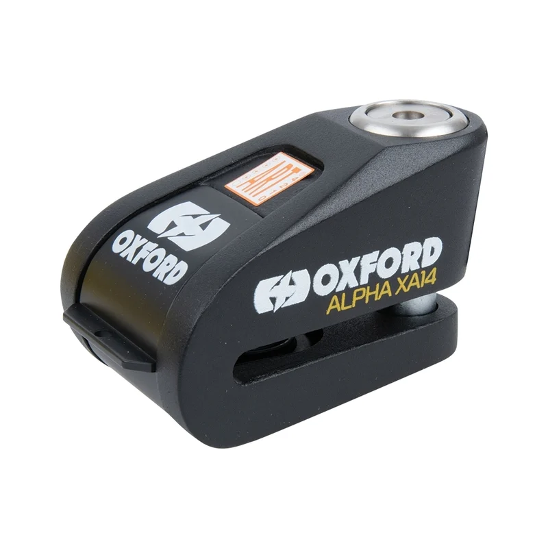 Candado de disco con alarma OXFORD XA14 - Ø14mm acero inoxidable negro -