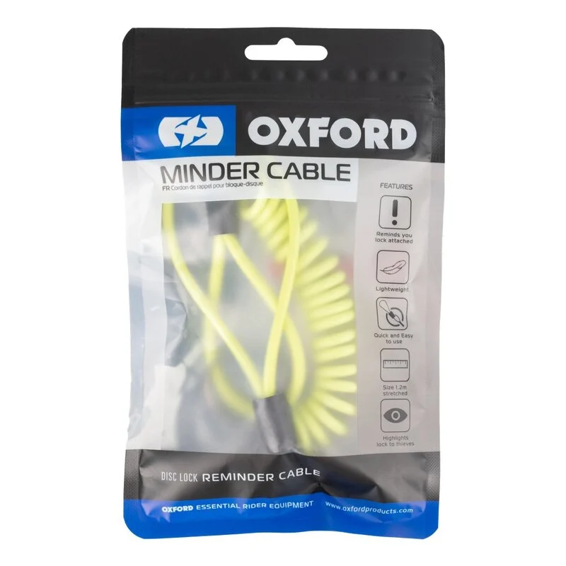 Cable espiral recordatorio candado disco OXFORD Cable espiral recordatorio candado disco OXFORD - Imagen 3