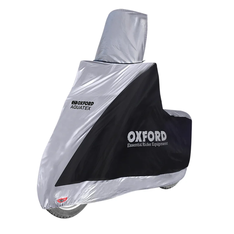 Funda de moto para exterior OXFORD Aquatex - Moto / Scooter con pantalla grande - Negro / Plata - S -