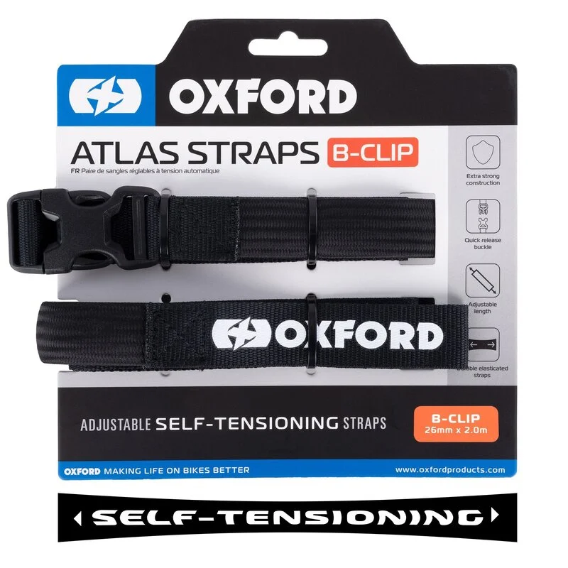 Kit de correas OXFORD Atlas B-Clip 26mm negro - 2 unidades - Piezas y Accesorios Moto