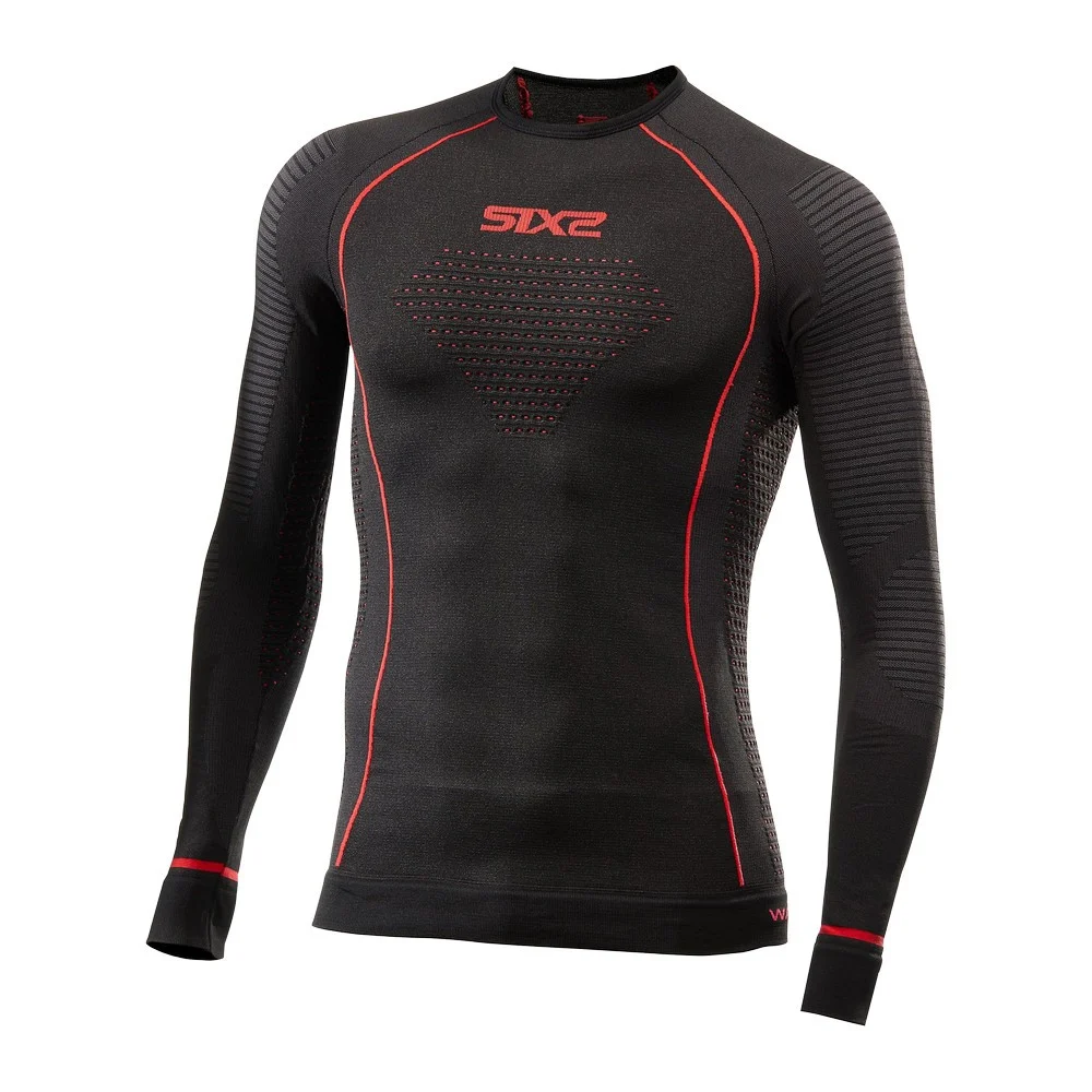 CAMISETA INTERIOR DE MANGA LARGA SIXS WARM CU TS2W NEGRO / ROJO -