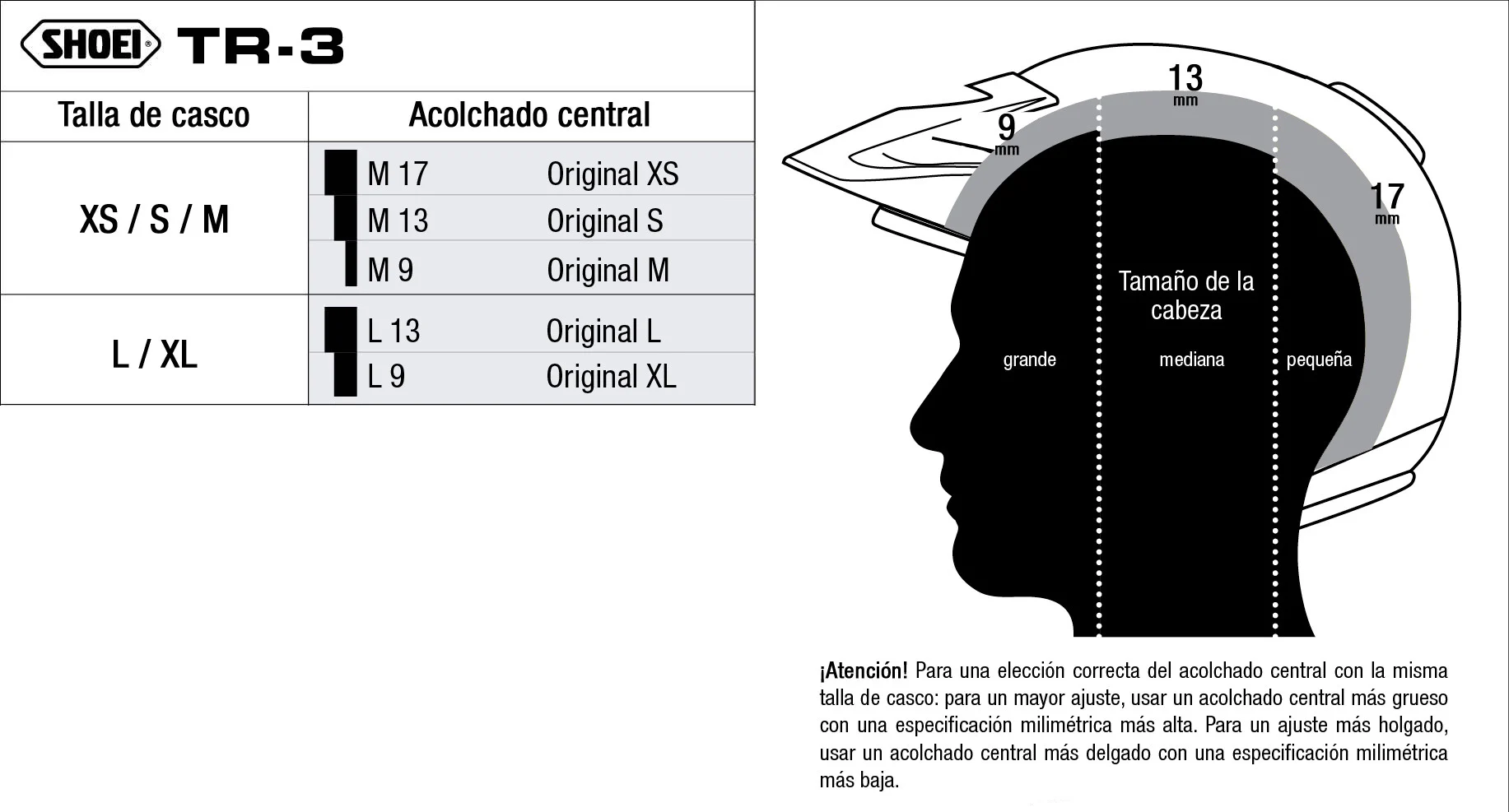 RECAMBIO SHOEI ACOLCHADO COMPLETO TIPO TR-3 RECAMBIO SHOEI ACOLCHADO COMPLETO TIPO TR-3 - Imagen 2