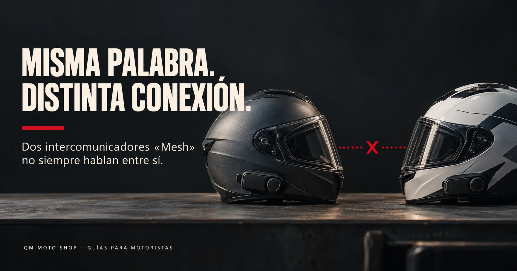 Dos cascos ilustran por qué dos intercomunicadores Mesh no siempre comparten la misma conexión.